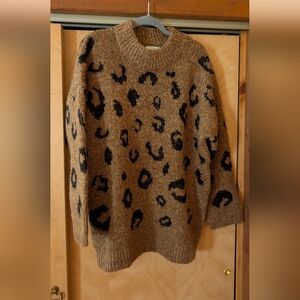 A New Day Leopard Print Brown Sweater